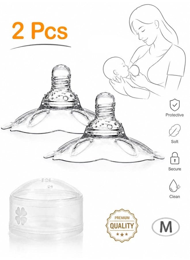 2 Pcs Contact Nipple Shields, Ultra-Thin and Super-Soft Food-Grade Silicone Nipple Extender
