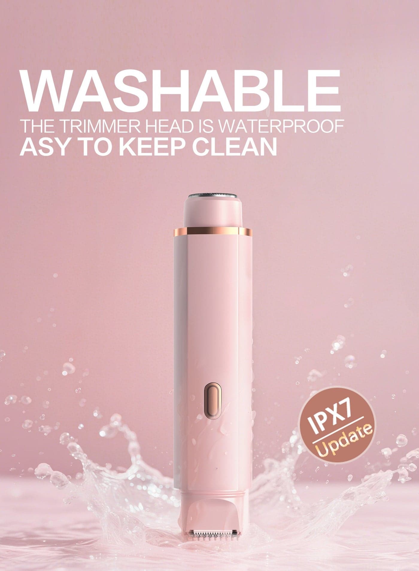 2-in-1 electric shaver for women,Electric Razor,Bikini Trimmer,Lady Razor for Legs,Arm,Underarm,Bikini,Face,Wet&Dry, IPX7 Waterproof, Rechargeable Trimmer with Type-C Charging,Pink