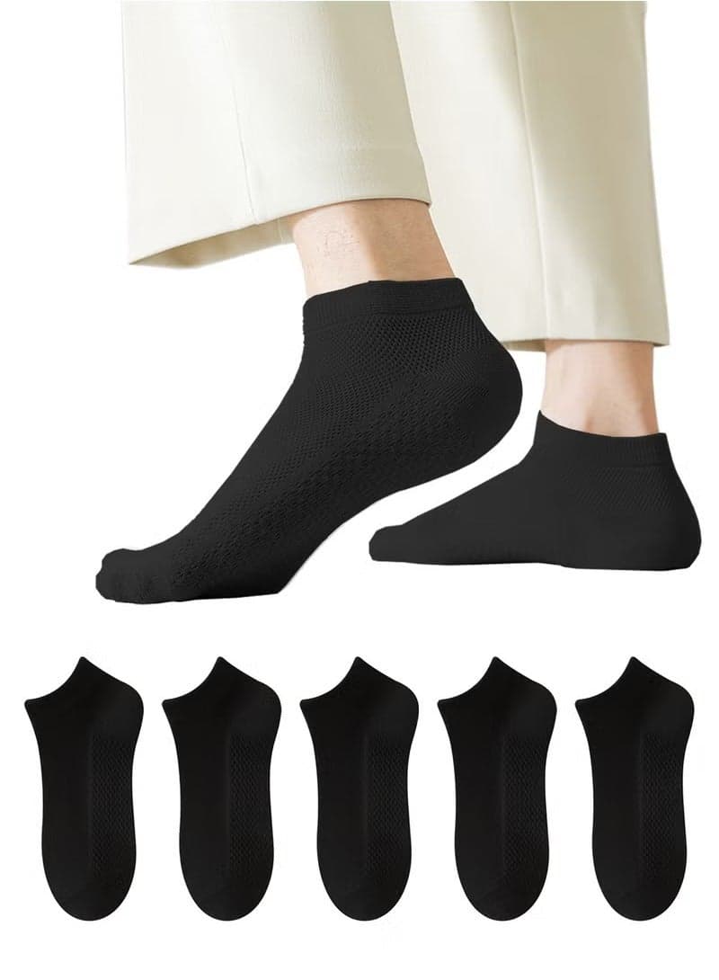 Men's Breathable Mesh Cotton Ankle Socks - 5 Pairs, Lightweight and Comfortable for Spring, Summer, and Fall
