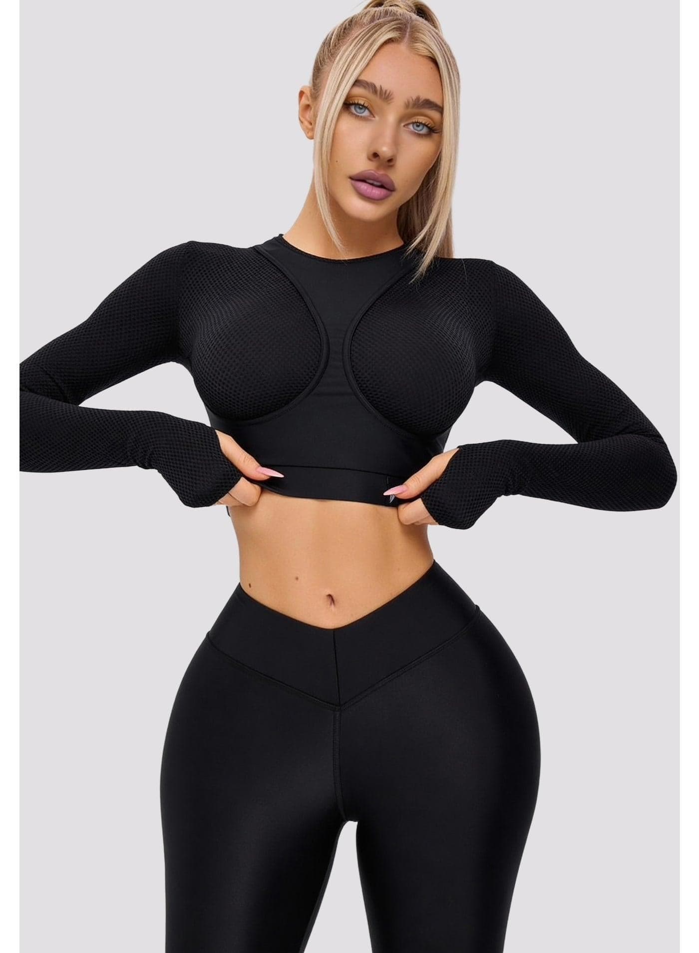 Rashguard Extra Crop Top for Ladies – Black