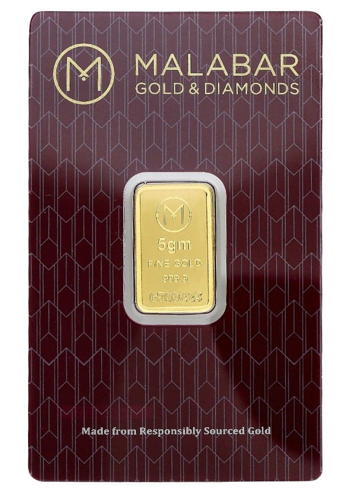 24K (999.9 Fineness) 5 Gram Pure Gold Bar