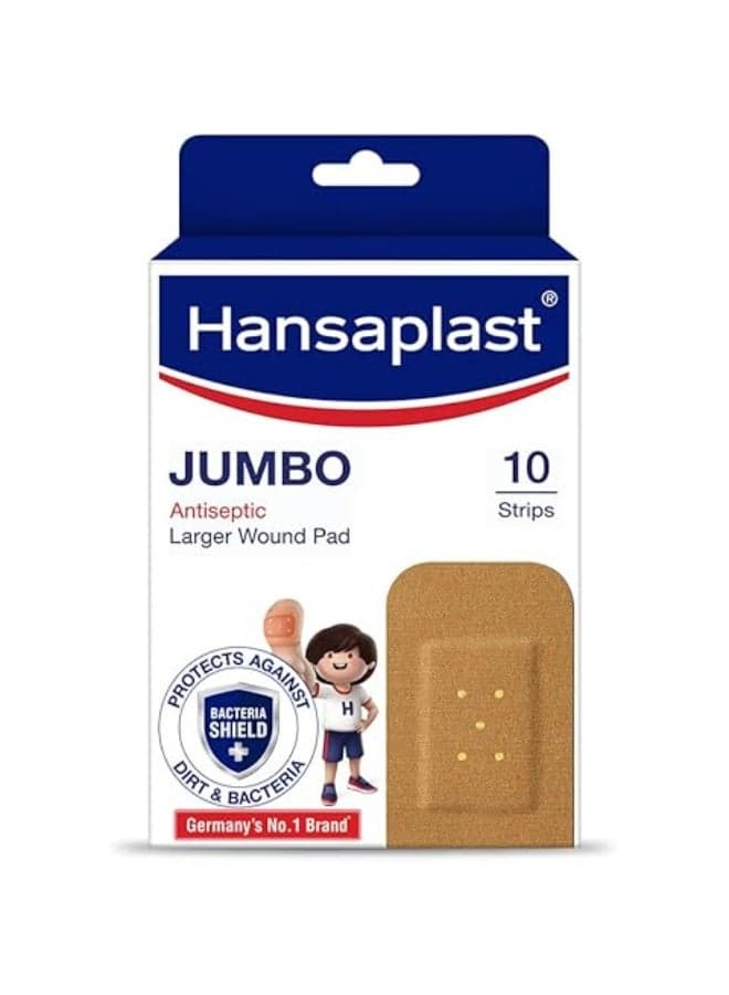 Hansaplast Antiseptic Jumbo Bandage | First Aid Essential Pack | Larger Wound Pad | Protects Against Dirt & Bacteria
