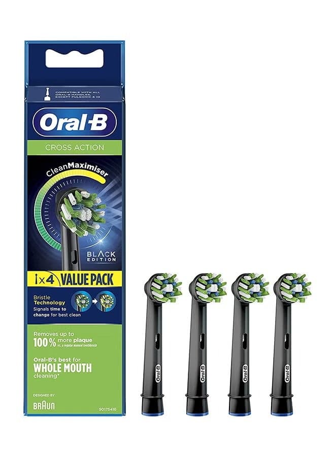 Set of 4 Cross Action replacement brush heads in black