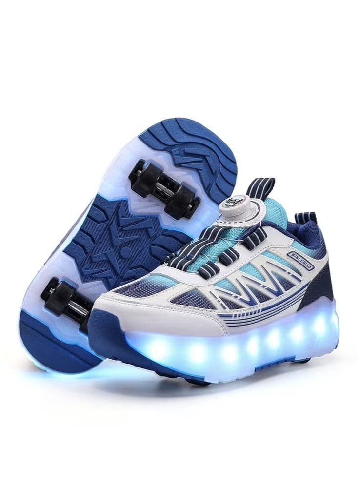 Roller Skates 4 Wheels Shoes for Kids New Upgrade Skates Sneakers LED Light Up Rechargeable Sport Sneaker for Boys Girls Beginner More Balanced