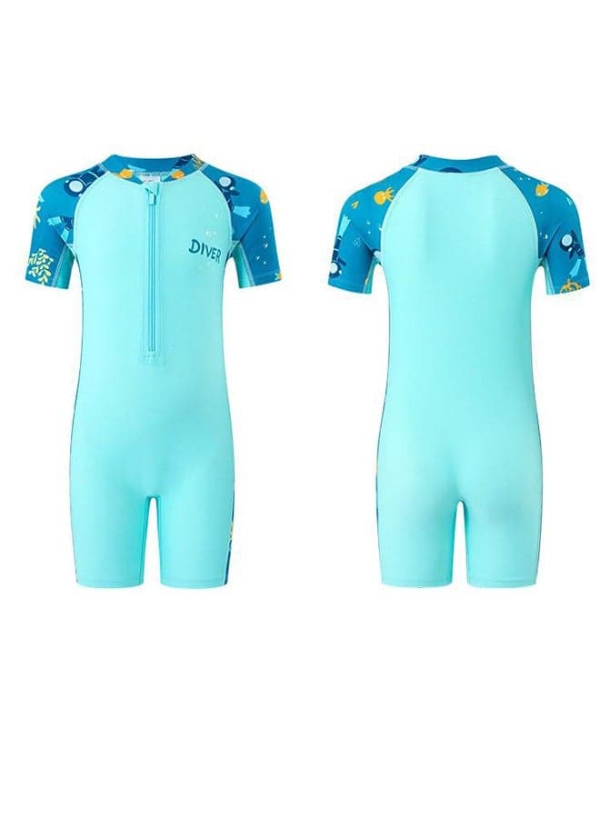 Children'S One-Piece Swimsuit - 3xl Size, Suitable For 120-130cm, Ageprofessional Sun Protection Training Hot Spring Boy Swimsuit