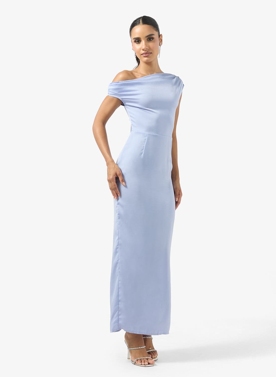 Drop Shoulder Satin Dress