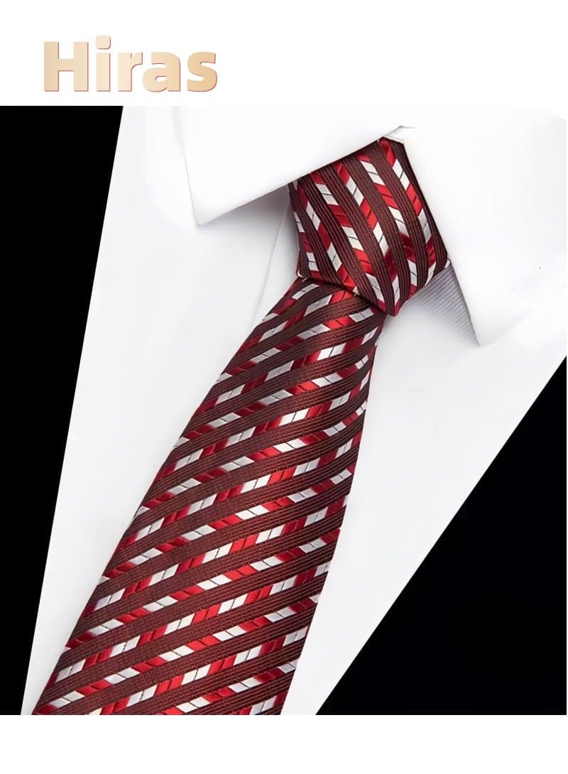 Men's Formal Necktie, Classic Striped Design for Weddings & Formal Events, Elegant Textured Fabric Ties for Shirt and Suit-Red