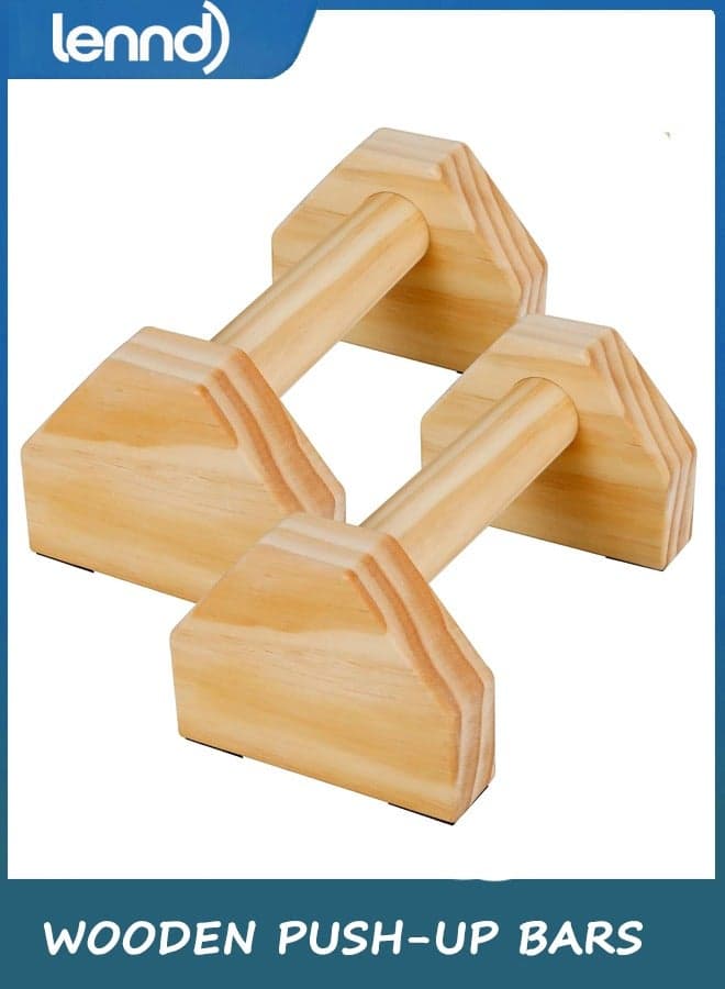 1 Pair Wooden Push-up Bars, Pushup Stands, Push up Bracket, Push-Up Frame with Ergonomic Handle, Non-slip Base Home Workout Equipment, Push up Bracket Board Parallettes for Indoor Fitness Training