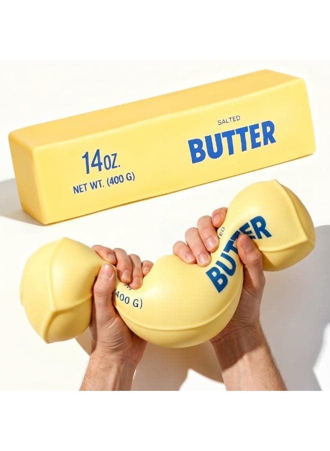 Realistic Stick of Butter Squishy Toy – 14oz (400g) Slow-Rise Salted Butter Stress Reliever | Soft TPR Squeeze Sensory Fidget Toy for Kids & Adults | Funny Prank Gag Gift & Decompression Office Desk Accessory | Perfect Birthday & Eid Gift
