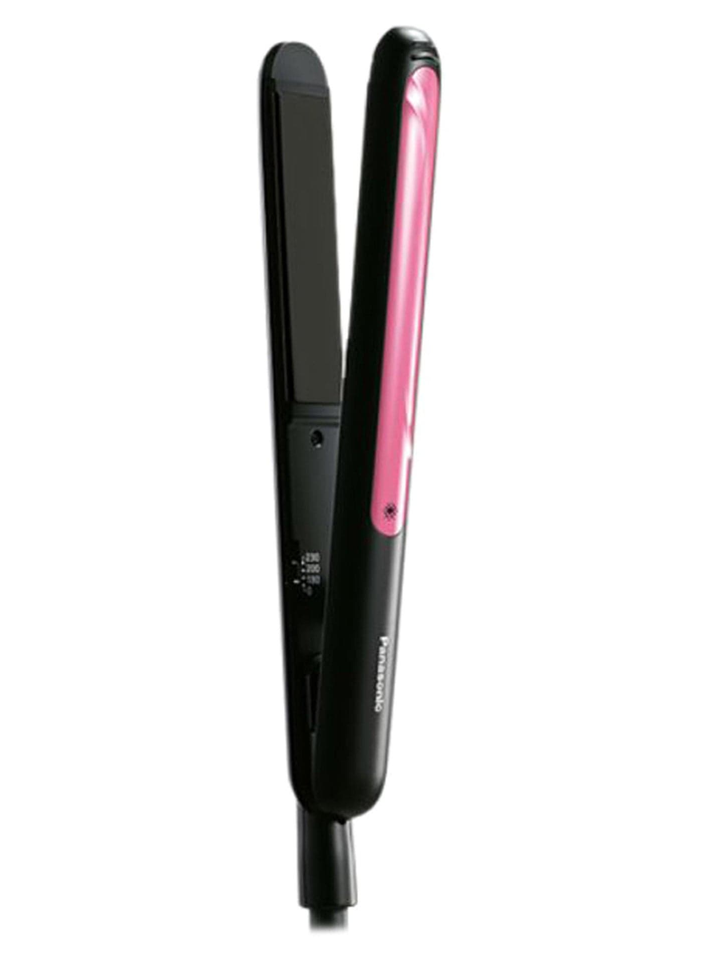 2-Way Smooth Sliding Ceramic Plate Hair Straightener Curler, Eh-Hv21 Black/Pink