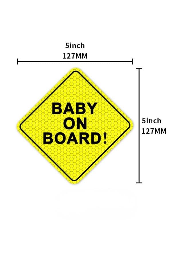 Magnetic Car Logo Stickers (Baby in Car), Reflective, Removable, Reusable, for Cars SUVs Truckers (Size 127mm x 127mm)