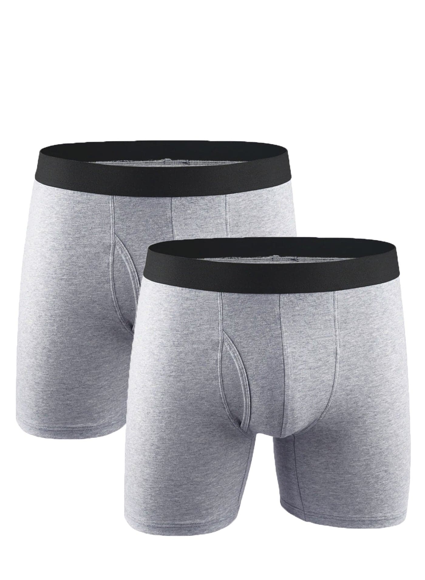 Mens Boxer Shorts Soft Cotton Underwear Breathable Trunks Grey Pouch Fly Briefs