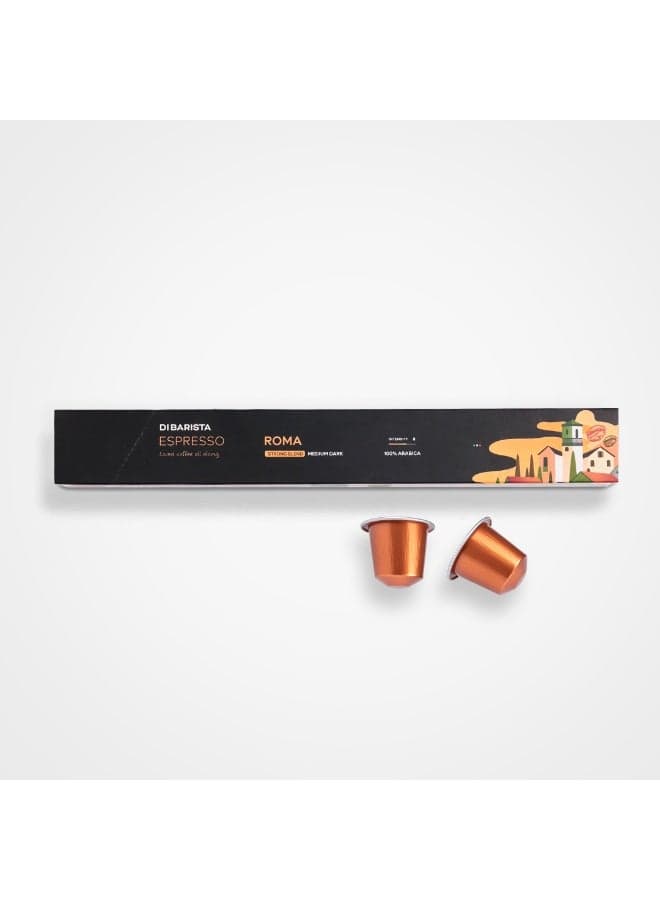 Di Barista Roma Coffee Capsules – Signature 100% Arabica Multi-Origin Espresso Pods | Nespresso Compatible | Medium Dark Roast | Berry & Citrus Notes