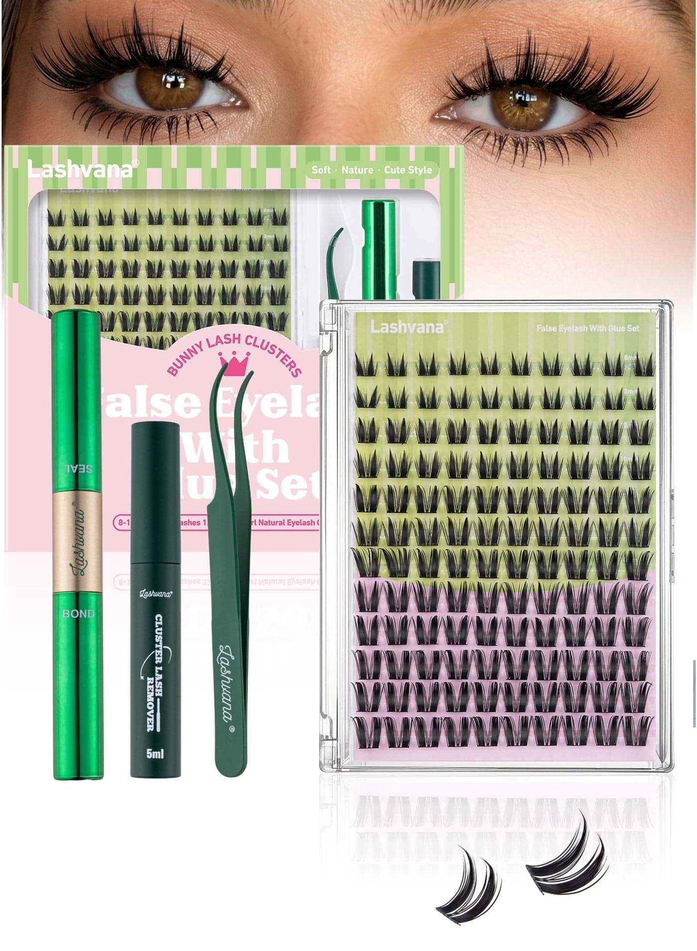 120pcs lash Clusters wispy false eyelash clusters Kit,Individual eyelash extension kit With Lash Bond,Eyelash Brush And Tweezers,Natural Look Cluster Lashes With Black Thin Band C Curl 8-18mm Mixed Length Self-Application.