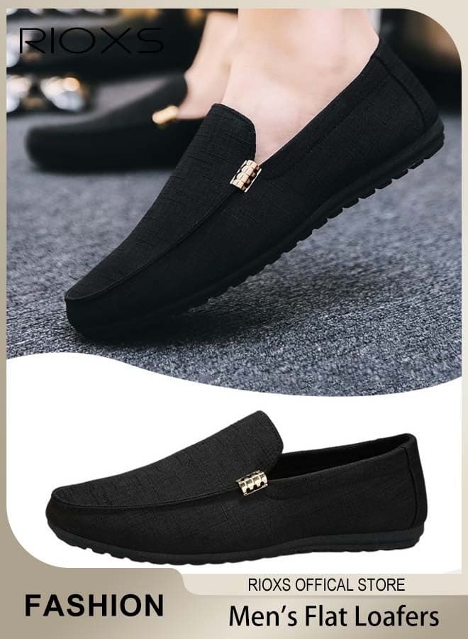 Men's Slip-ons Loafers, Classic Formal Casual Flat Loafers, Breathable Driving Shoes, Lightweight Outdoor Boat Shoes, Non-slip Walking Shoes, Mens Comfy Loafers for Office, Fashion Penny Shoes, Simple Flats Matched with Different Outfits