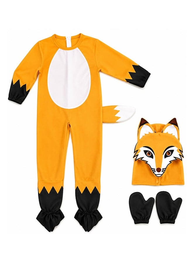 Kids Fox Animal Costume Set with Hood – Fancy Dress Jumpsuit Outfit for Boys & Girls of age 2 to 3 years