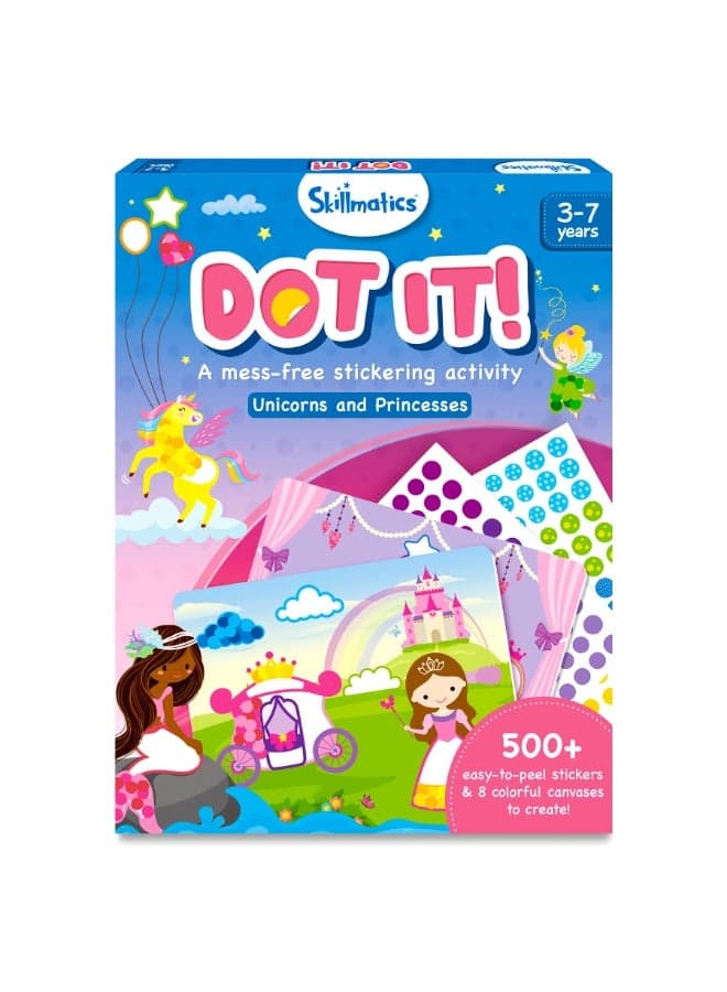 Dot It Unicorns & Princesses, No Mess Sticker Art for Kids, Craft Kits, DIY Activity, Travel Toys, Fine Motor Skills, Gifts for Boys & Girls Ages 3, 4, 5, 6, 7