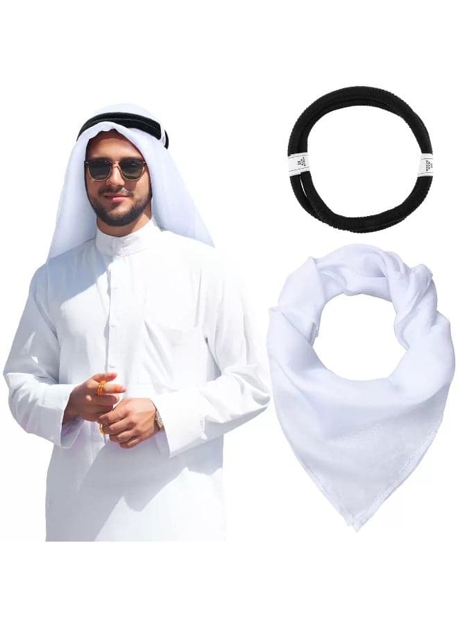 Traditional Shemagh Keffiyeh Headscarf, Red /White Checkered Pattern,Adjustable Black Agal Band,