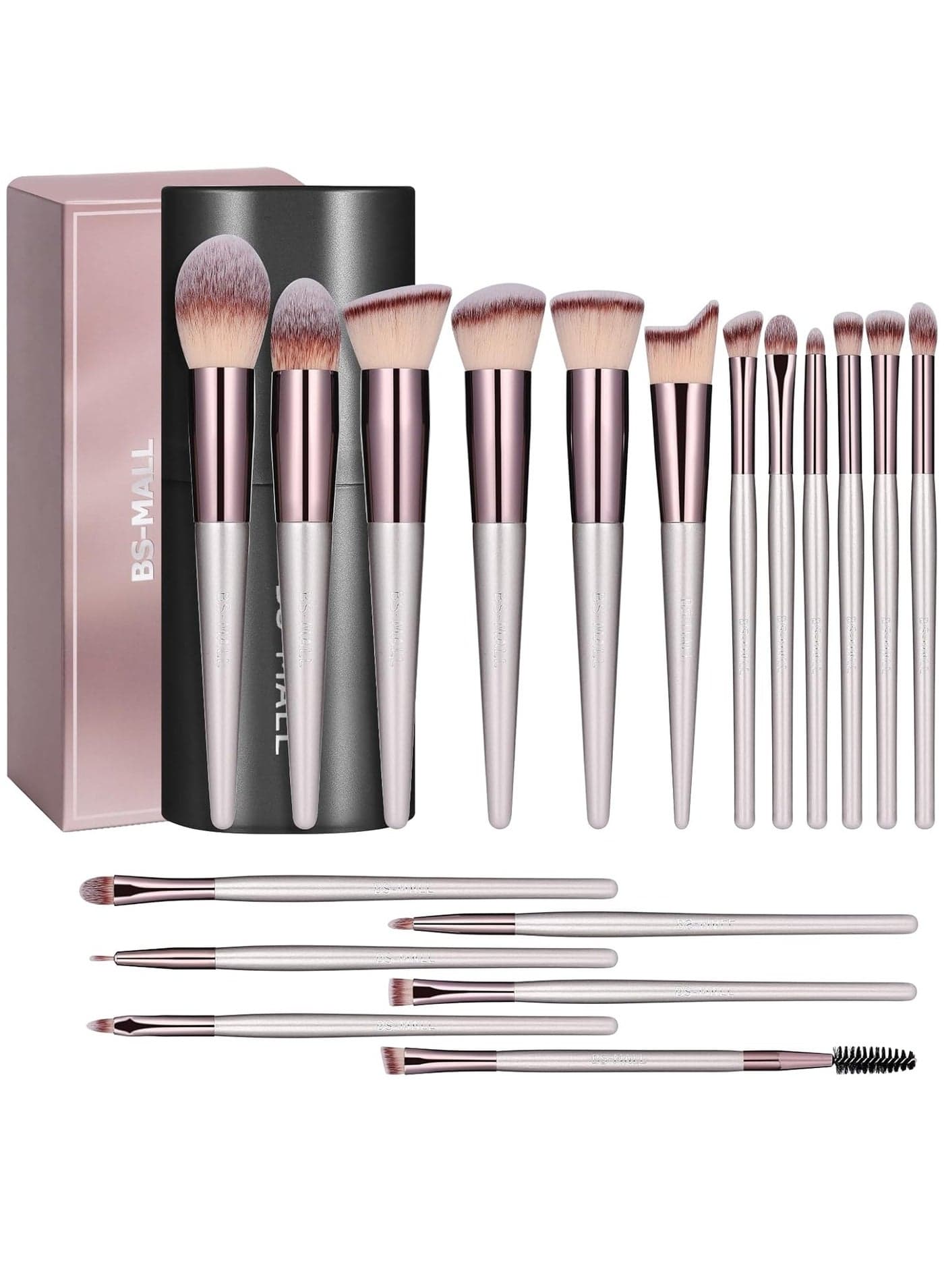 Makeup Brush Set 18Pcs Premium Synthetic Foundation Powder Concealers Eye Shadows Blush Makeup Brushes Champagne Gold Cosmetic Brushes