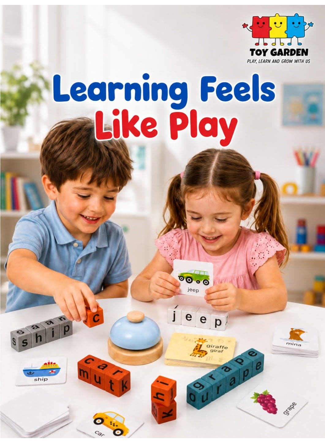 Wooden Spell Word Toy – Letter Recognition & Word Building Game | Educational Learning Toy for Kids | Cognitive Challenge & Memory Play for Early Childhood Development