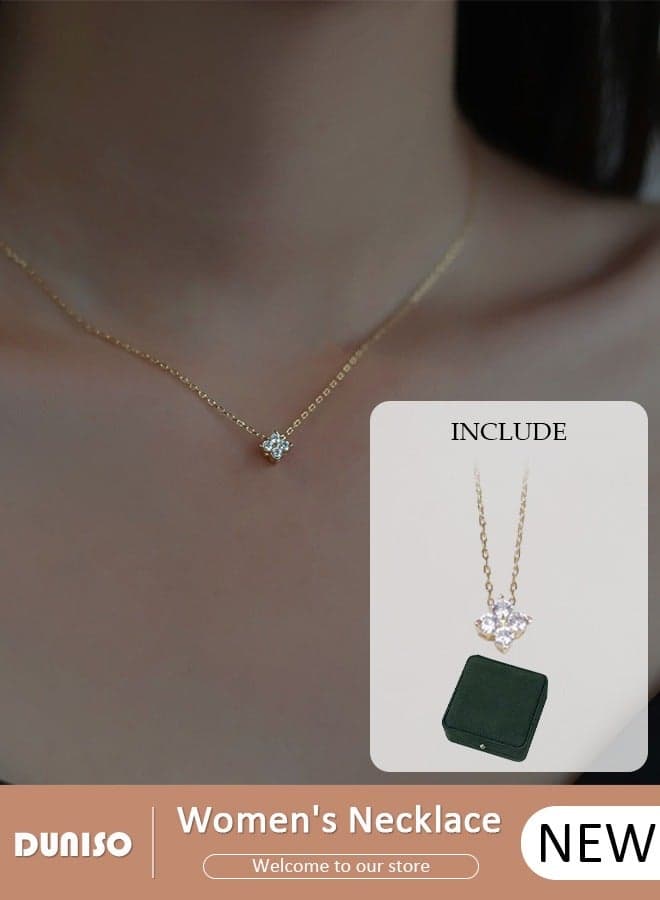 Pendant Necklace For Women and Girls,925 Sterling Silver Electroplating 14K Gold Necklace,Trendy Fashion Accessories with a Unique Minimalist Vibe Fashion Jewelry Dress Accessories, for Women Girls Birthday Anniversary Jewelry Gift