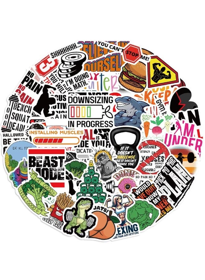 50Pcs Gym Decals Fitness Motivational Sticker Kettle Bell Weightlifting Athlete Buff Man Muscle Exercise Quote Stickers