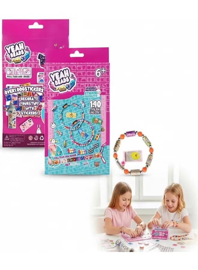 Rolls Sticker, Sticker Pendant Pack, Wearable Stickers with Pendant and Bracelet, Reusable DIY Craft Kit for Girls Ages 6+, Creative, Shareable Stickers for Collecting and Sharing Fun