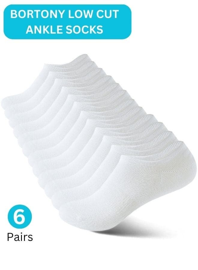 BOROTNY 6 Pairs No Show Socks for Mens Womens Low Ankle Socks Adults Free Size Socks for Sneakers Footies Athletic Anti-slip Invisible Liner Socks 12 Pieces