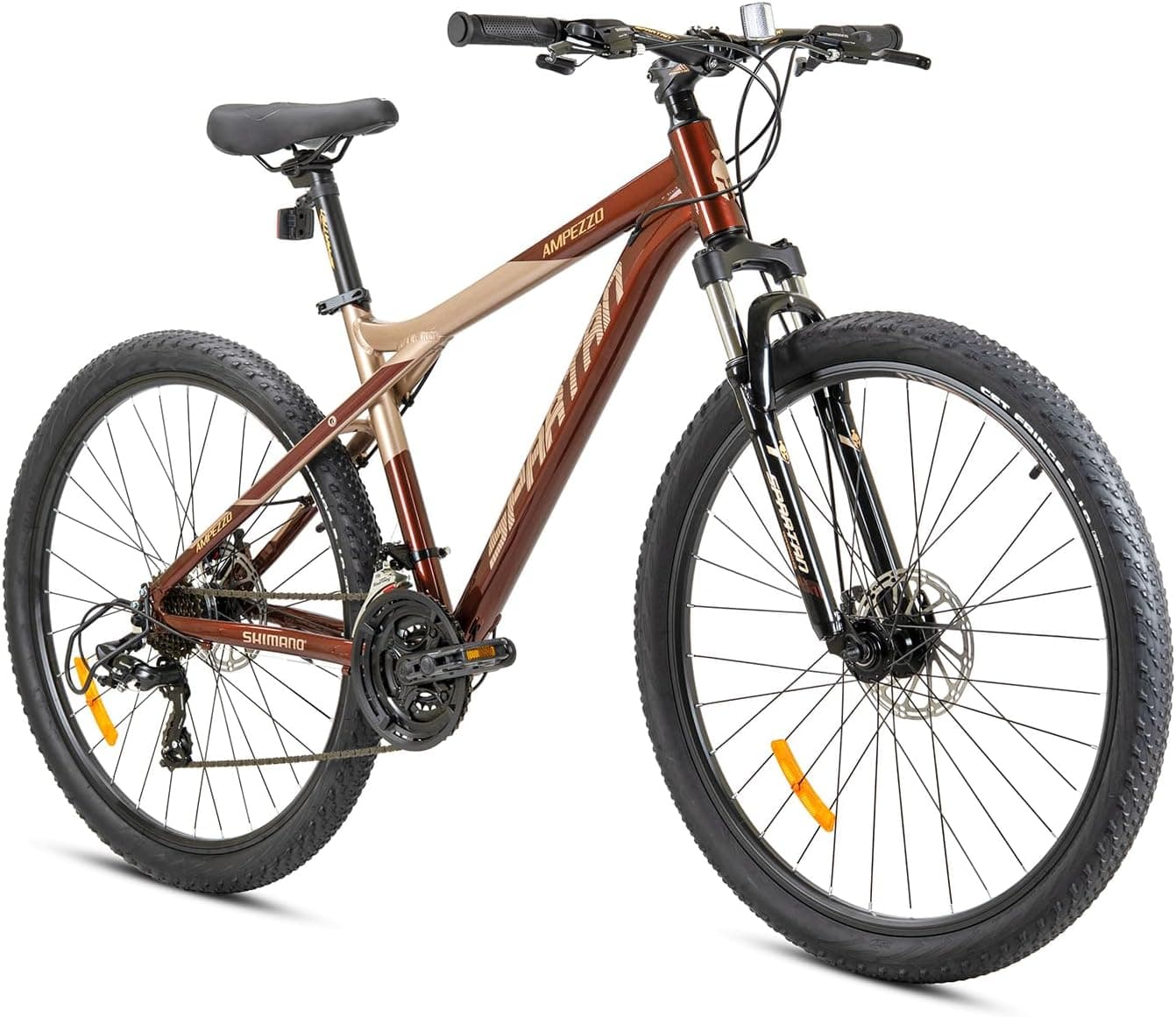 27.5-Inch Ampezzo Road Bike | 27.5-Inch Wheel Size | Alloy Frame | Shimano 21-Speed Drivetrain | Front Suspension, Disc Brakes & Double Wall Rims – Trail-Ready MTB | Espresso Brown