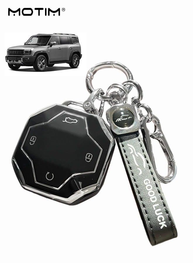 Jetour Traveler T2/JT T2 Key Cover Key Fob Protectors, Full Protection Key Case with Keychain, Elegant Design, TPU Soft Key Wraps Encase Car Keys