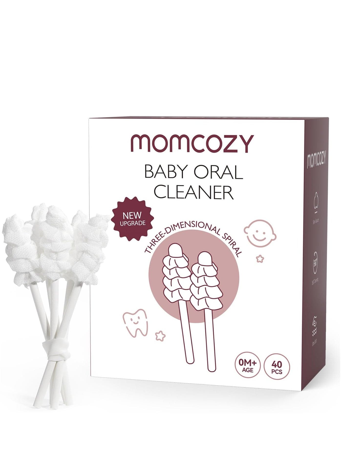 Baby Tongue Cleaner Gauze, Baby Toothbrush Disposable Oral Cleaner, Toddler Toothbrush for Tooth Mouth Gum Clean, Infant Toothbrush Oral Cleaning Stick, Baby Oral Cleaner Newborn, 40 Count