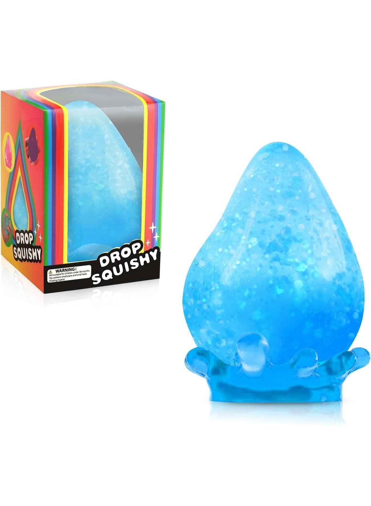 Dream Drop Stress Relief, Rain Drop Squishies Anxiety Stress Relief, Ice Squishy Stress Cube-Drop Sensory Toys for Kids with Autism, Fidgets for Classroom Prize Toys - Blue