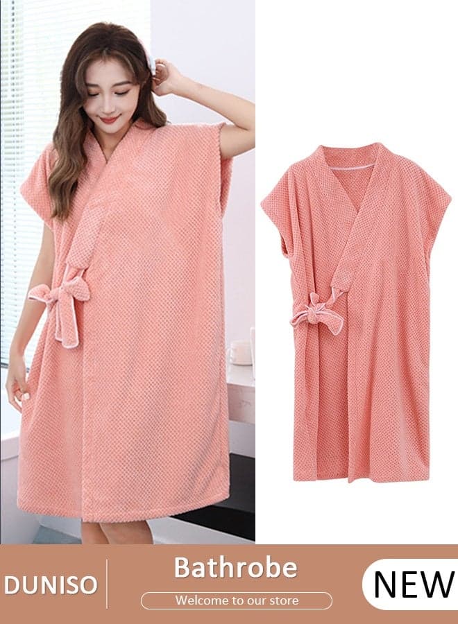 Women's Waffle Kimono Bathrobe Short Sleeve Sleepwear Spa Robe Nightwear Nightgown Women Water Bathrobe Bridesmaid Robes Dressing Gown Autumn Robe