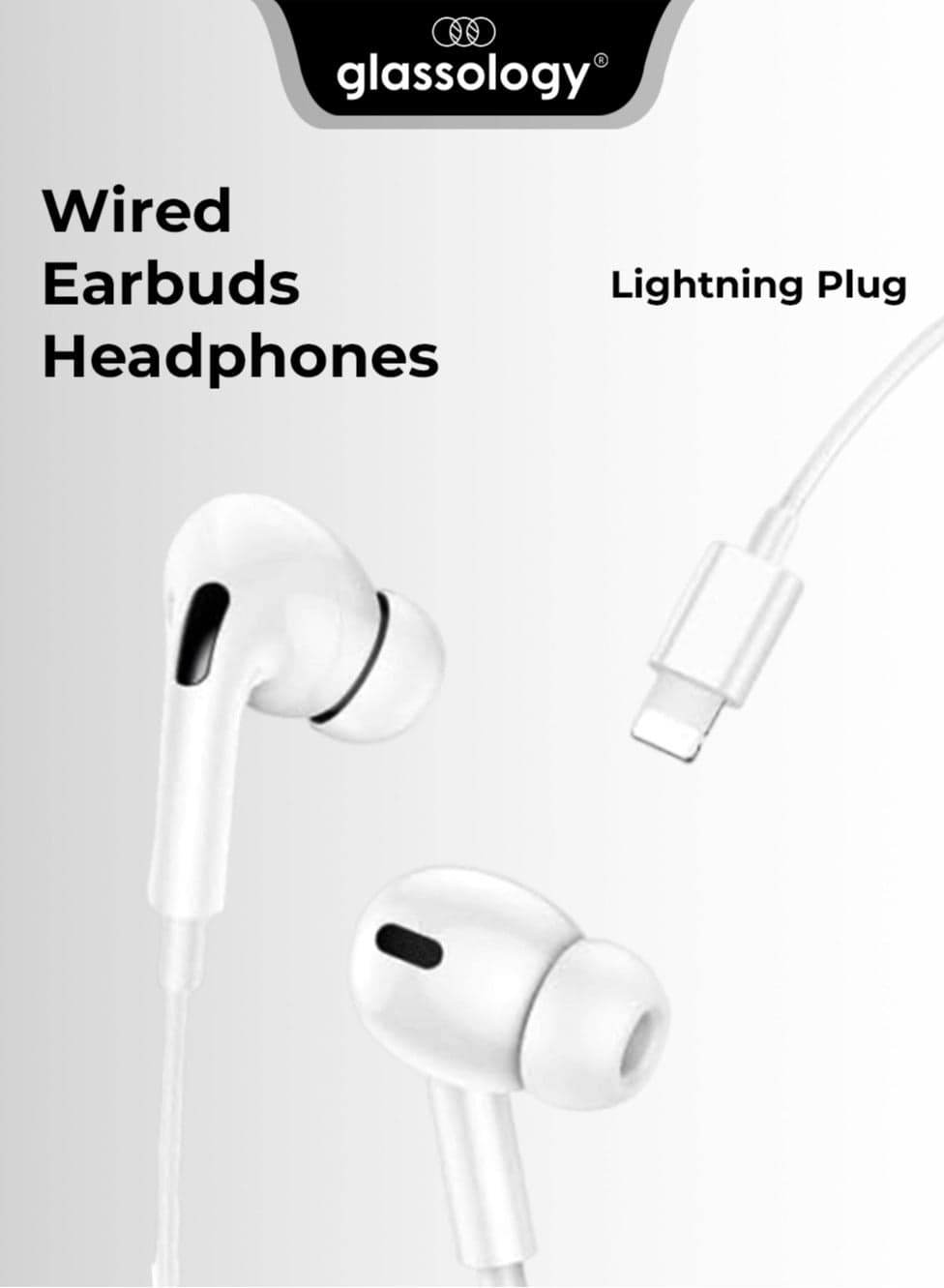 Wired Earbuds Headphones with Lightning Plug & Microphone Built in Volume Control High Bass Stereo Wired Earphones for iPhone iPad & Compatible with Other Lightning Port Devices White