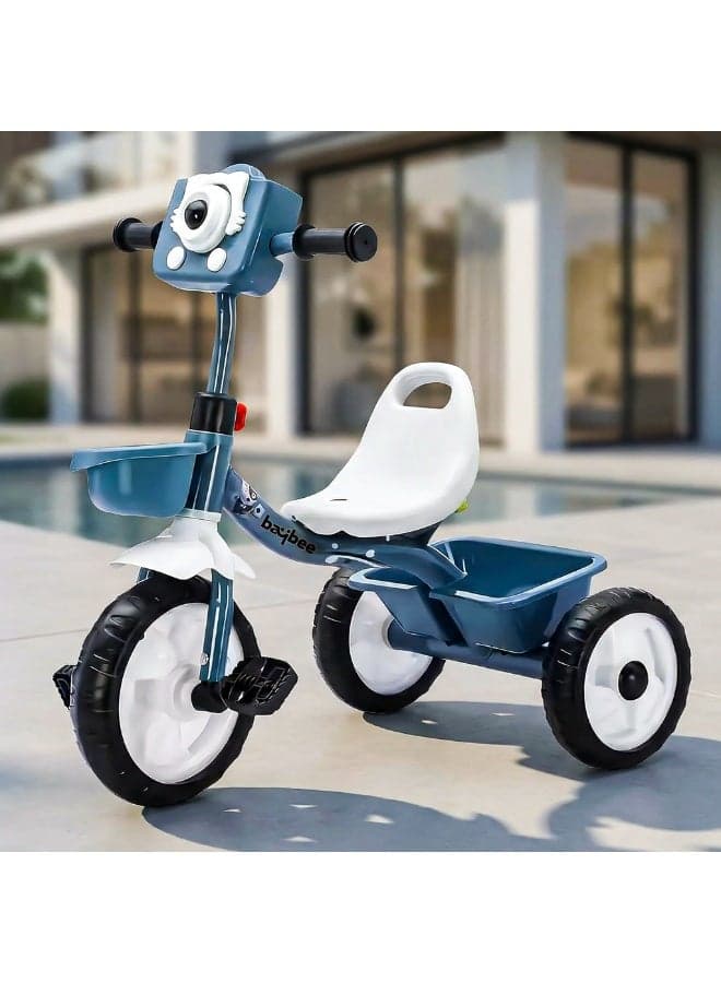 Rollito Baby Tricycle for Kids Smart Plug and Play Kids Tricycle Baby Cycle with Front & Rear Storage Baskets 3 Wheels Tricycle Baby Tricycle Cycle for Kids 2 to 5 Years Boy Girl Blue