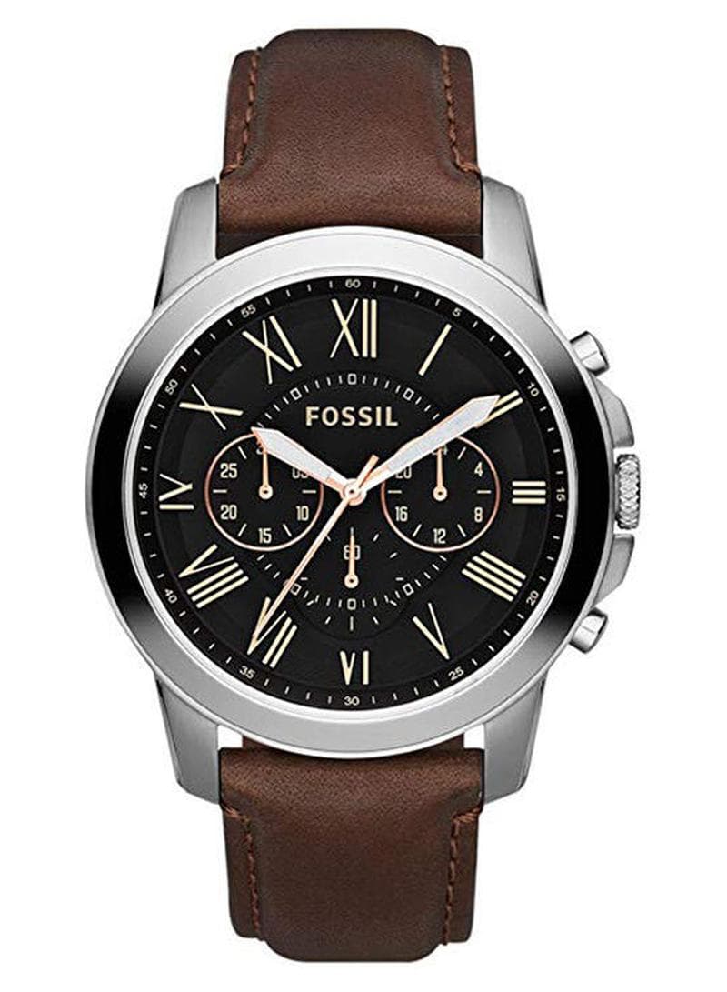 Men Water Resistant Leather Chronograph Watch FS4813IE - 44 mm - Brown