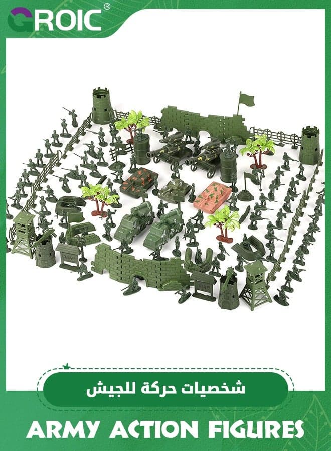 155 Piece Soldier Playset Army Men Play Bucket Army Action Figures Battle Group,Playset with Army Men, Aircrafts, Helicopters,Army Guys