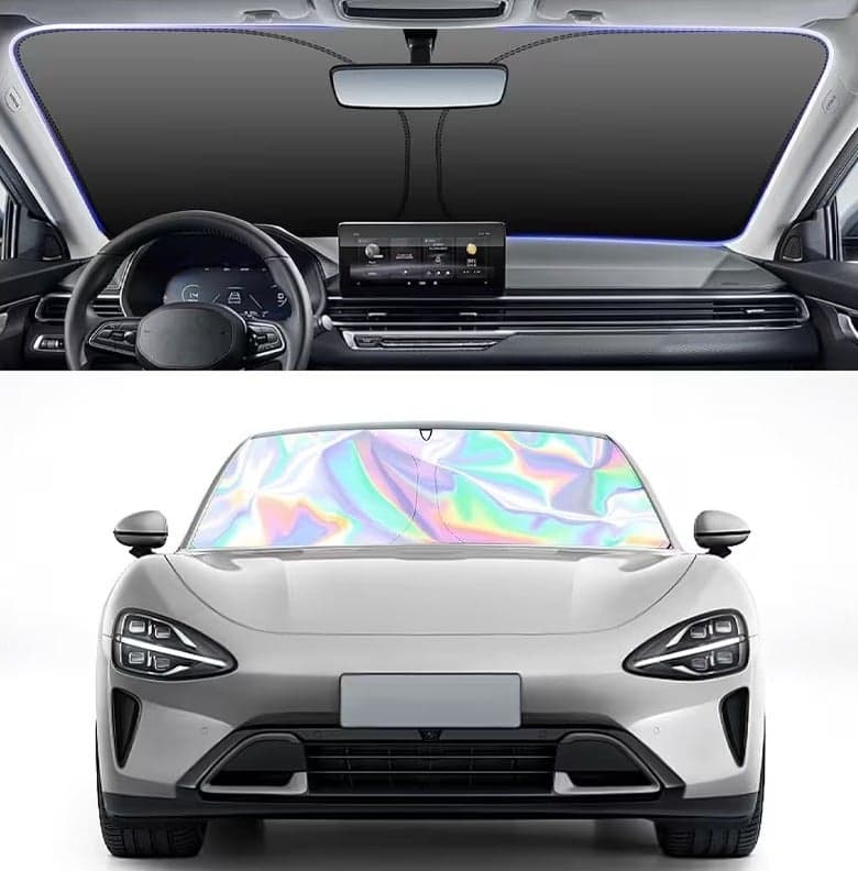 MOMENT Car Windshield Sunshade, Foldable and Easy-to-Install Sun Shade, Heat and UV Insulation to Prevent Glare, Stylish Design Fits Most Cars and SUVs, Large Size (134x80 cm)