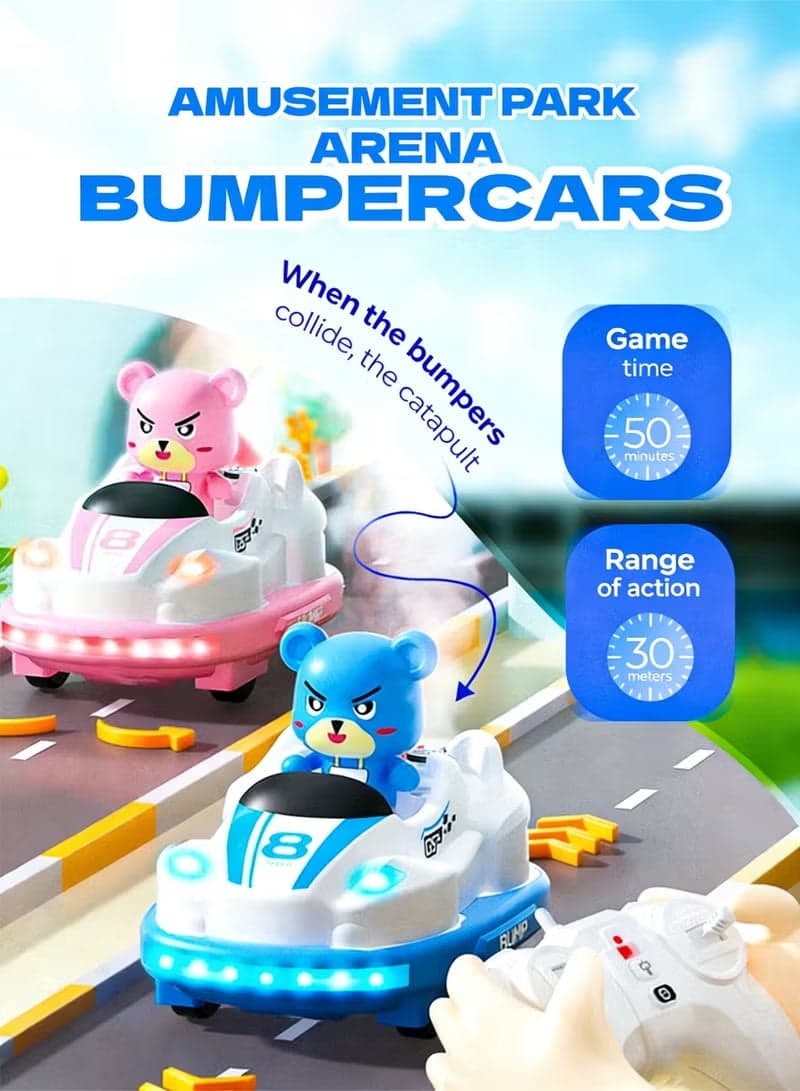 JJRC Kids Remote Control Cars - Battle RC Bumper Cars Set of 2, Ejecting Effect Remote Controlled Bumper Car Toys for AGES 8+ Boys Girls Gifts, RC Stunt Car with Lights&Music