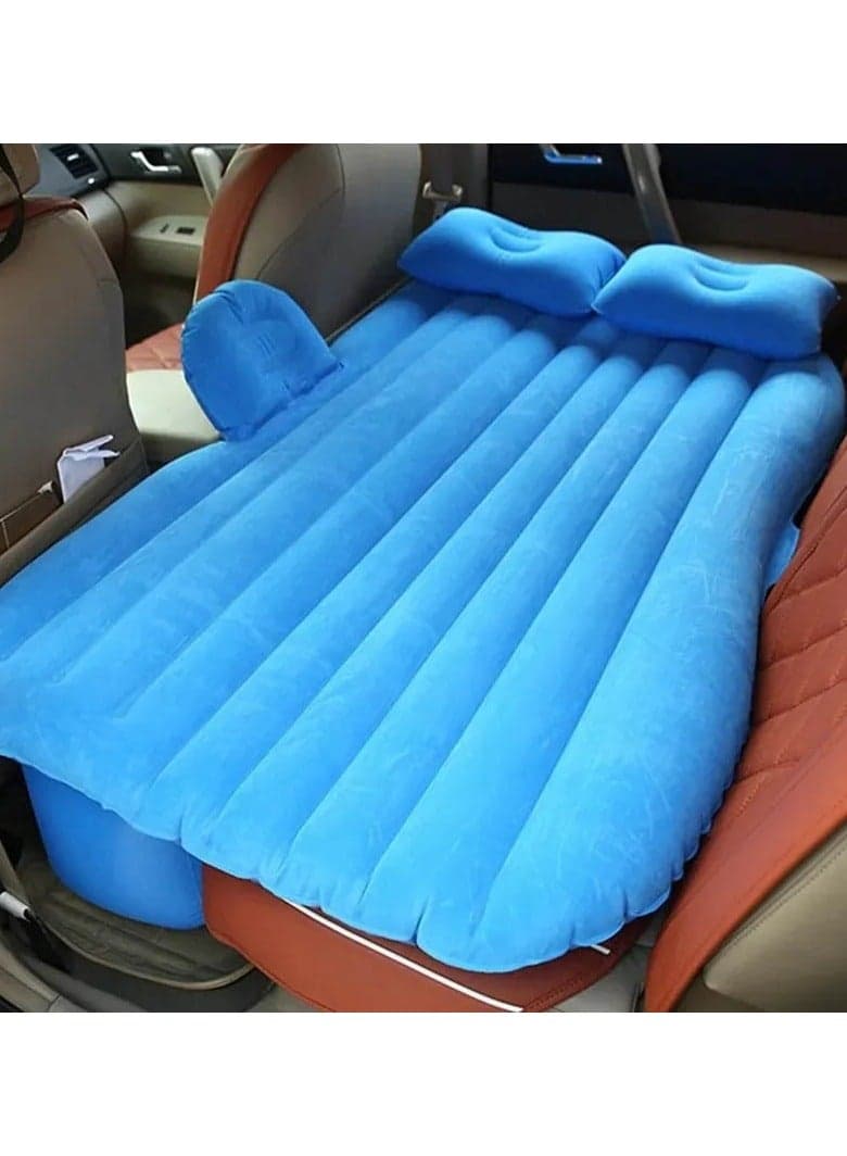 Multi Purpose Inflatable Car Air Bed Mattress for SUV MPV and Car Portable Travel Sleeping Bed with Pump Durable & Comfortable for Camping Road Trips and Outdoor Adventures Blue