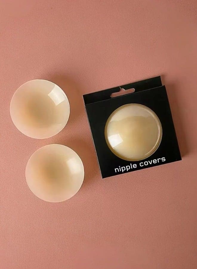 1Pair Reusable Nude Color Water Proof Adhesive Pasties Nipple Silicone Pad Breast Cover For Woman With Travel Box