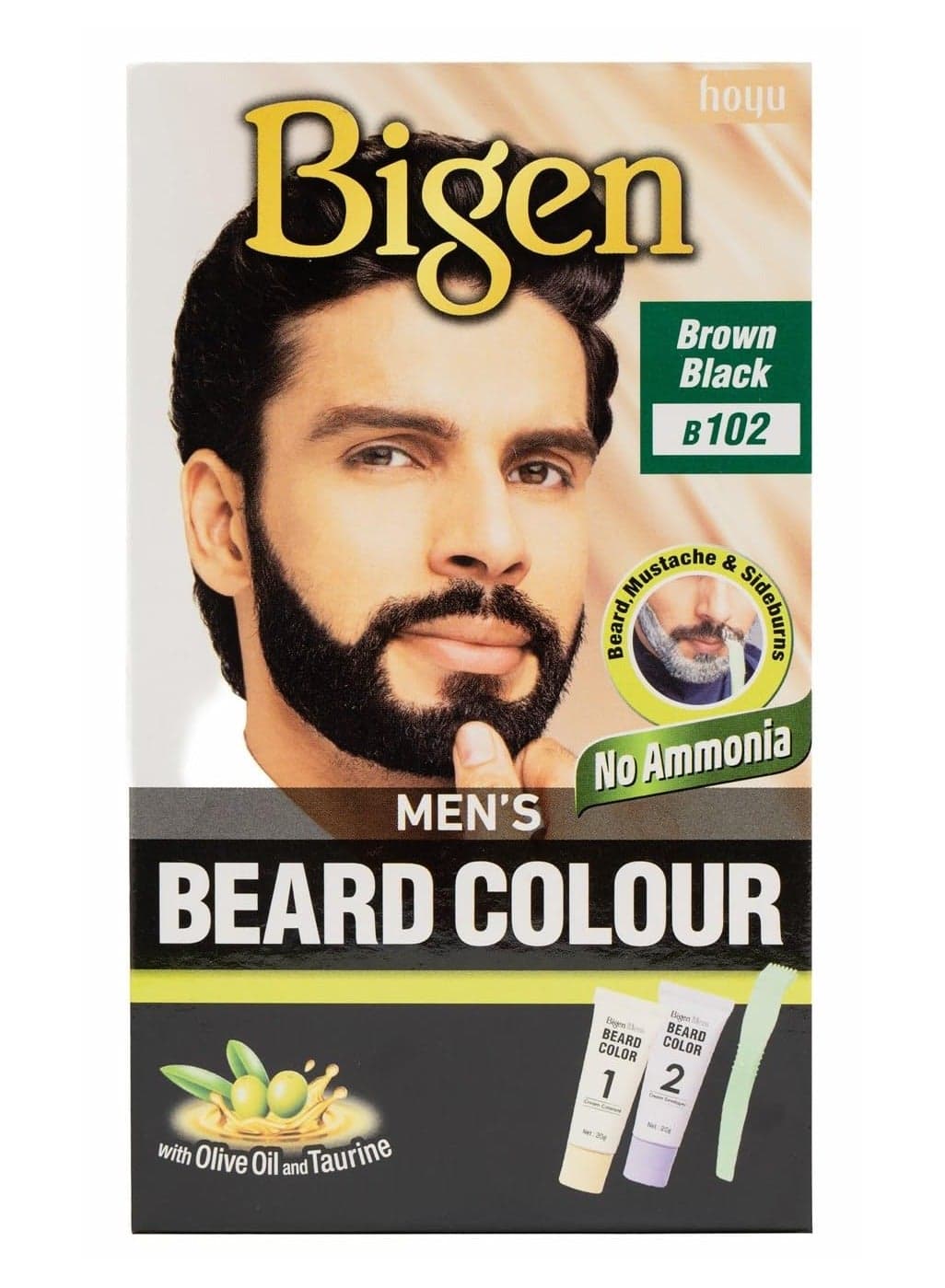Men's Beard Colour | No Ammonia Formula with Aloe Extract & Olive Oil - 102 Brown Black