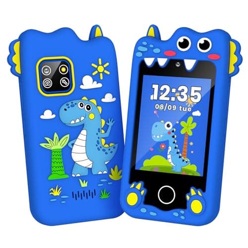 M SANMERSEN Dinosaur Kids Smart Phone for 36 Year Olds 28 Touchscreen Dual Camera 28 Learning Games MP3 Music Player 32GB SD Card Educational Toddler Phone Toy for Boys Girls