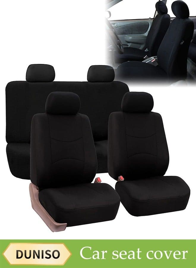 Nine-Piece Set Of Five-Seat Car Seat Covers, Front And Rear Split Bench Seat Protection, Universal Black Flat Fabric Cover, Easy To Install, Front Seat Cover With Rear Seat Cover, Car Seat Cover