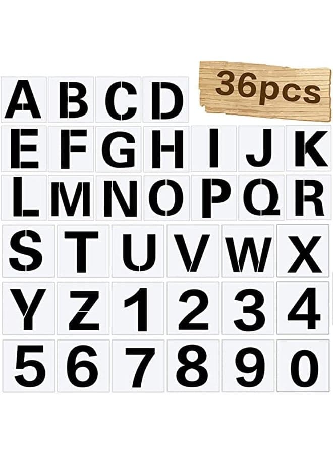 36 Pcs Large Alphabet Letter and Number Stencils, 4 Inches - Reusable Art Craft for Wood, Wall, Fabric, Rock, Chalkboard, Signage, DIY School Projects