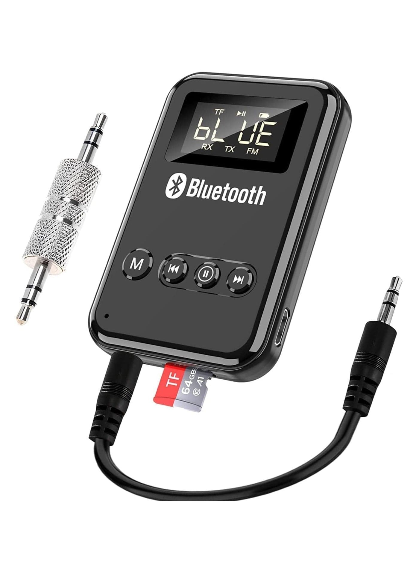 SYOSI Bluetooth Transmitter Receiver with LCD Screen, 4-in-1 Wireless Audio V5.0 AUX Bluetooth Adapter for Car/PC/TV/Airplane/Home Theater/Speakers/MP3 Player to Headphones