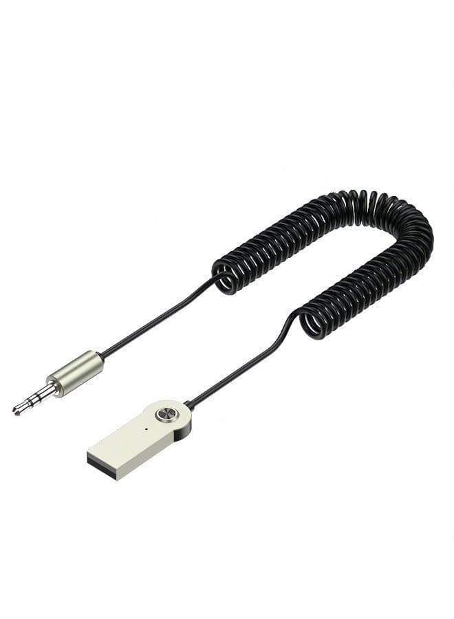 Bluetooth 5.4 AUX Car Audio Receiver, Wireless 3.5mm Adapter with Built-in Microphone, Hands-Free Calling, Coiled Cable, Plug & Play for Car Stereo
