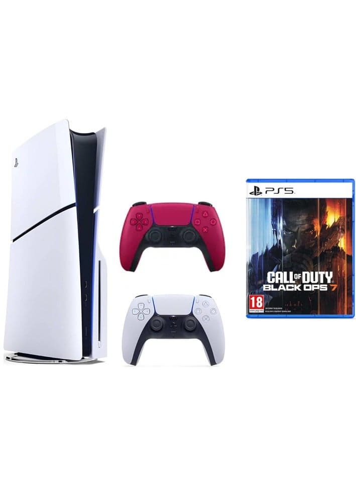 PlayStation 5 Slim Disc Console with extra Red controller (International) + PS5 Call of Duty: Black Ops 7 Bundle