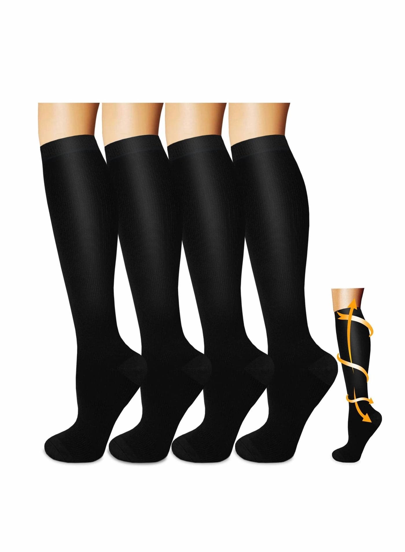 Compression Socks, 4 Pairs for Women and Men, 20-30 mmHg is Best Athletic, Travel, Running, Fitness, Reduce Calf Pain Faster Recovery L/XL