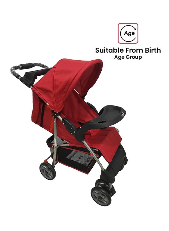 Easy One Hand Fold Stroller, Multi-Postion Reclining Seat For Infant -Red Melange
